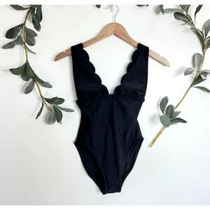 J. Crew Black Scalloped One Piece Swimsuit LAST CALL